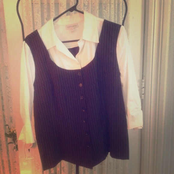 White and black shirt with vest