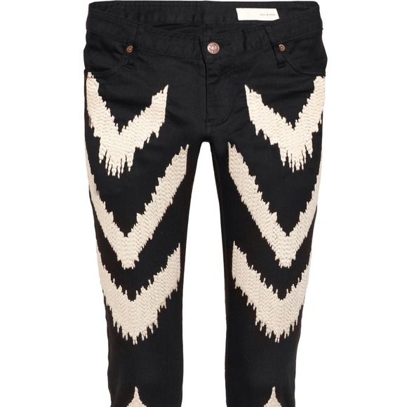 Fuzzy looking striped jeans