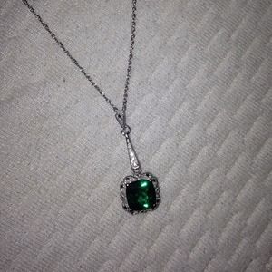 Emerald and sterling necklace