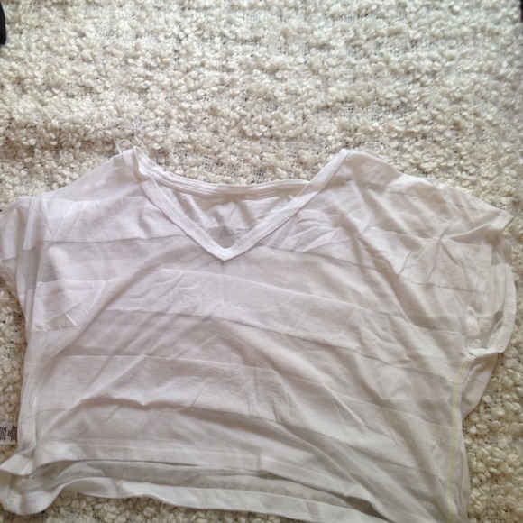 White striped see thru half shirt-see through