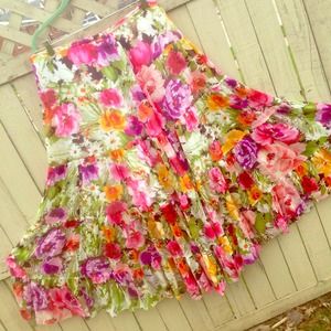 ** SOLD ** Long, Full Floral Silk Skirt