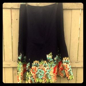 ** SOLD** Long black & floral cotton skirt