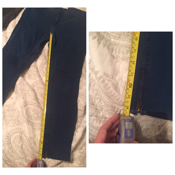 Dark teal colored skinny jeans with zipper ankles - Picture 4 of 4