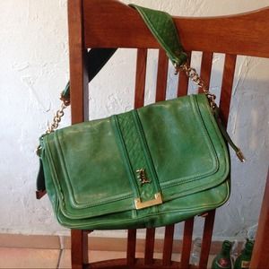 Lamb over the shoulder leather green purse