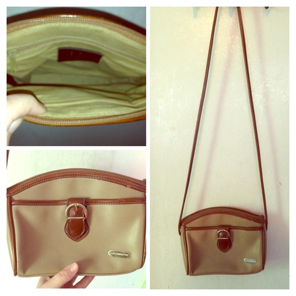 A tan and brown cross body