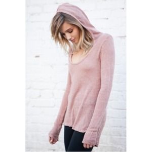 Brandy Melville Chandler Knit Hoodie Blush