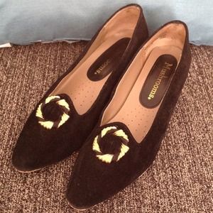 Black Suede w/gold decoration  2 1/4" Heel