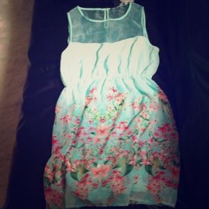 Forever 21 teal floral dress