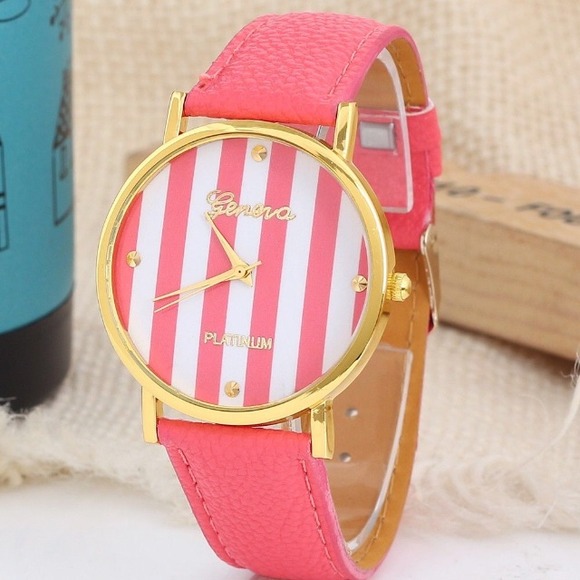 🎉HOST PICK!🎉 Geneva Coral Pink Striped Watch NWT