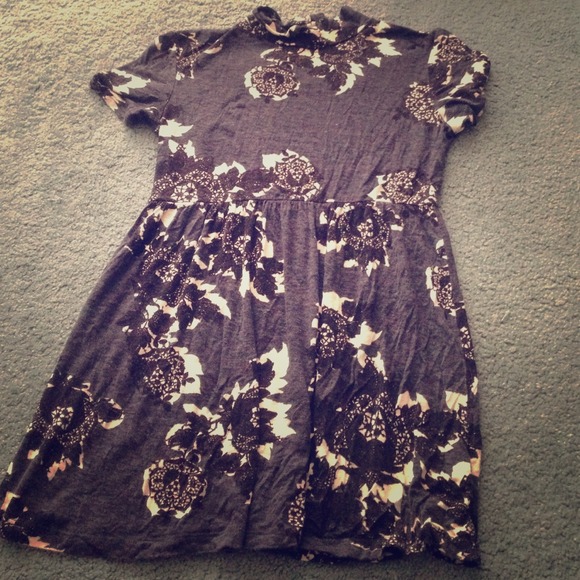 Black gray and white floral top