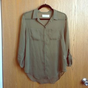 Abercrombie sheer military green shirt