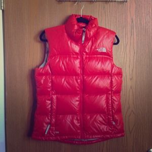 The North Face size M orange red goose down vest