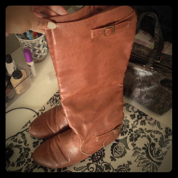 Tan knee high boots