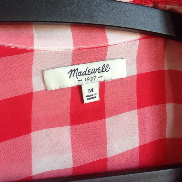 Madewell red and white checkered sheer shirt - Picture 2 of 3