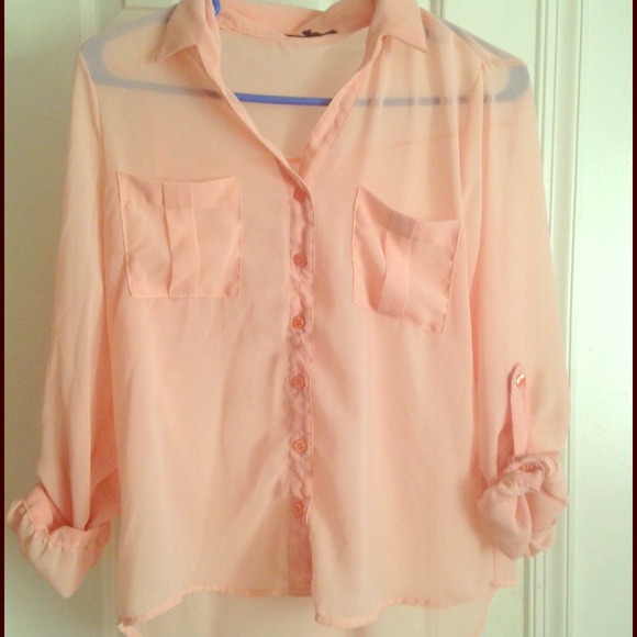 Peach Chiffon Button up Top