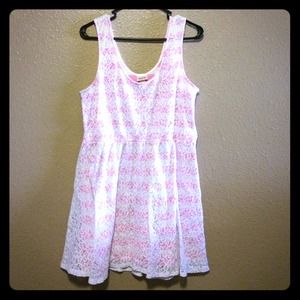 Lacy white and pink striped tank dress
