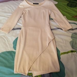 Overlayed Slit Cream Dress