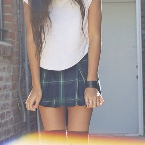 Brandy Melville Blue & Green Plaid Skirt