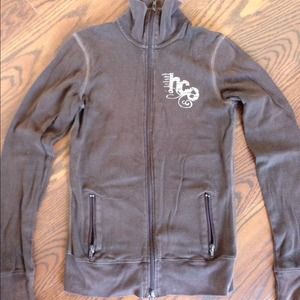 Hollister brown full zip track jacket