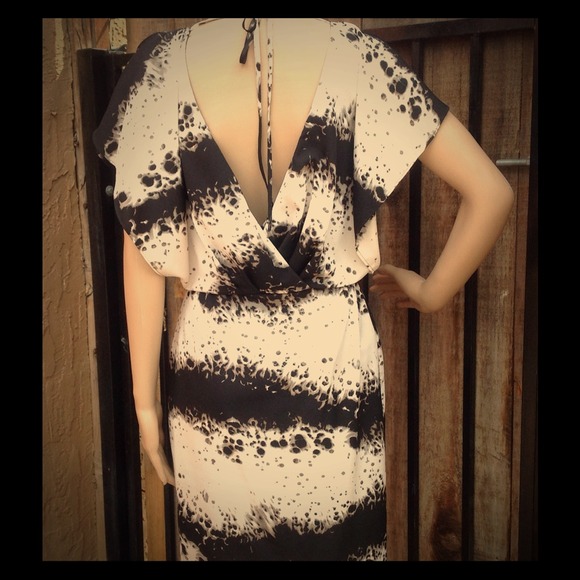 Drapey Dolman Open Back Dress Butterfly Sleeve