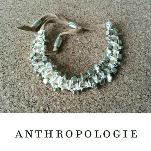 Anthropologie Suede and Gold-Tone Bracelet
