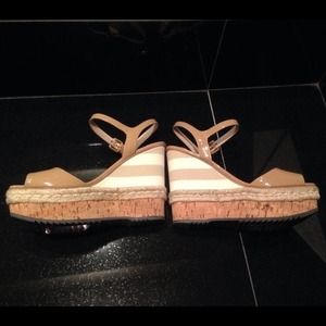 $850 PRADA AUTHENTIC Stripe Platform sandals WEDGE