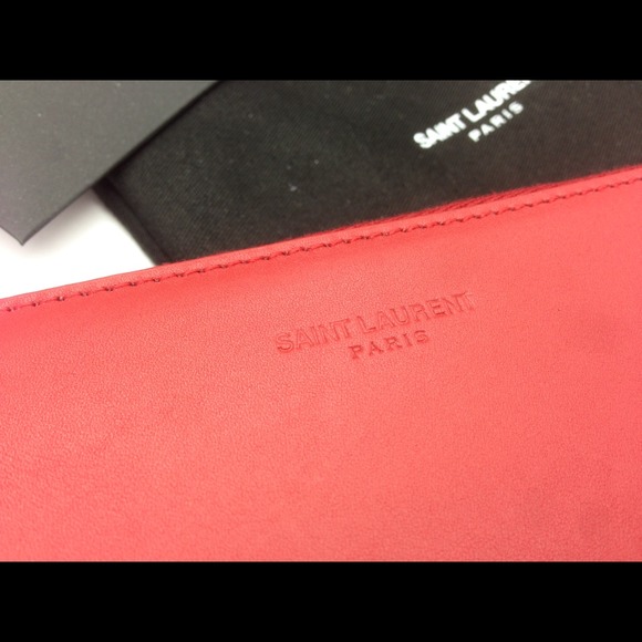 YSL red leather zipper wallet - Picture 2 of 4