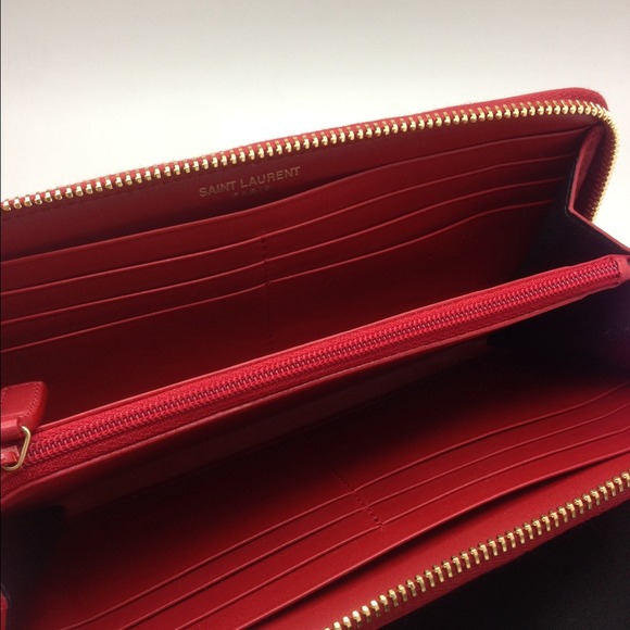 YSL red leather zipper wallet - Picture 4 of 4