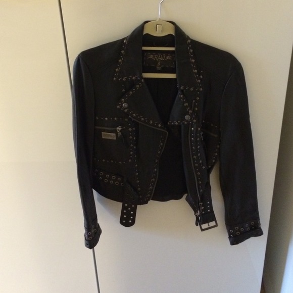 Studded leather moto jacket
