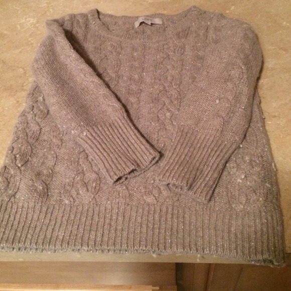 Ann Taylor Loft Cable knit sweater with sparkles