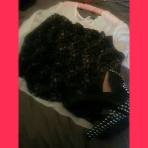 Black sheer lace top