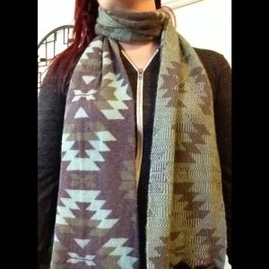 Turquoise and grey scarf