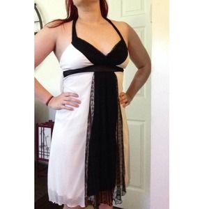 Black and white halter dress