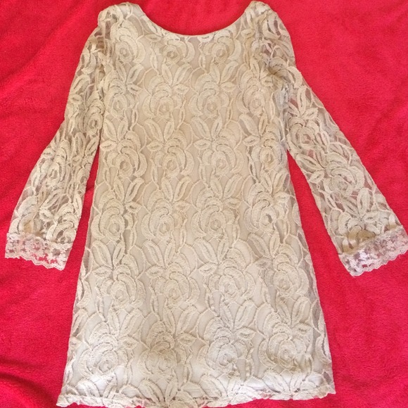 Blush colored lace dress