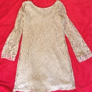 Blush colored lace dress