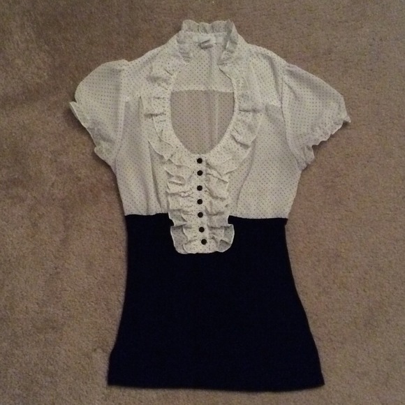Charlotte Russe ruffled cream blouse