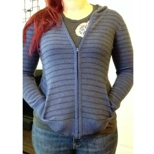 Blue and grey striped hoodie