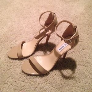 Nude ankle strap heels