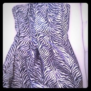 Jessica McClintock Strapless Zebra Print Dress