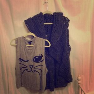 Crochet vest+Kitty tank Bundle