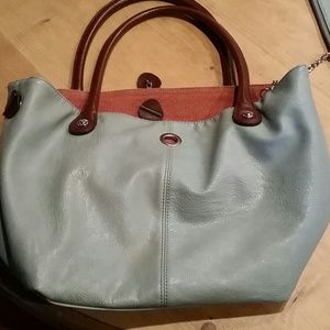 Light blue purse with coinpurse attached