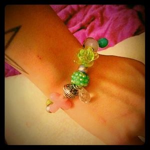 SALE Custom Created Pink Cross & Bauble Bracelet