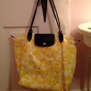 Long champ yellow petal large handbag