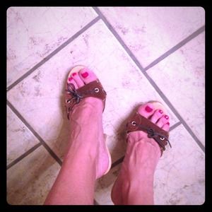 Michael Kors high heel wooden soles-dark brown