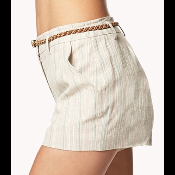Metallic Stripe Linen- Blend Shorts - Picture 3 of 3