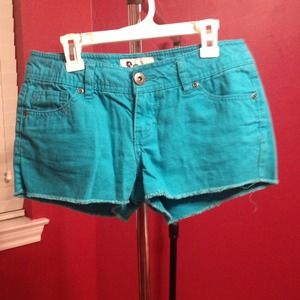Turquoise Denim Shorts