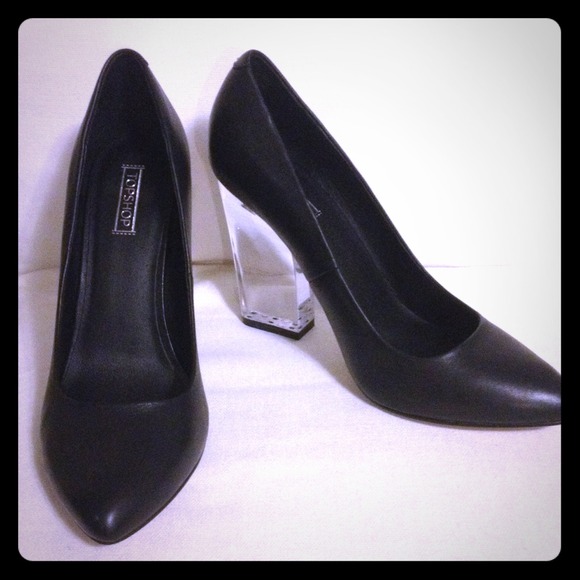 Like new black Top Shop pumps with a clear heel