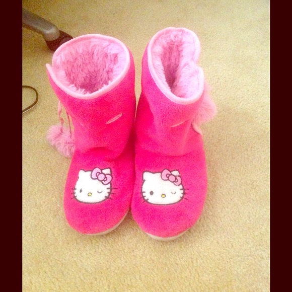 Hello Kitty house boots with fuzz ball