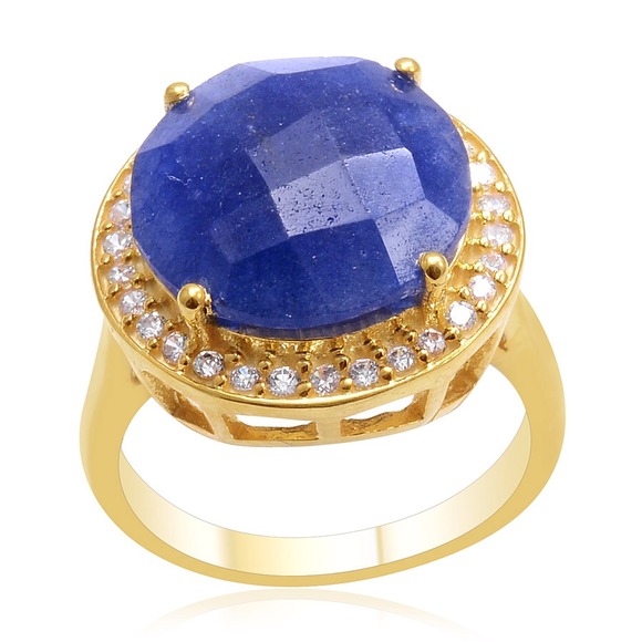 14kt GOLD/SS💥GENUINE OPAQUE SAPPHIRE & CZ