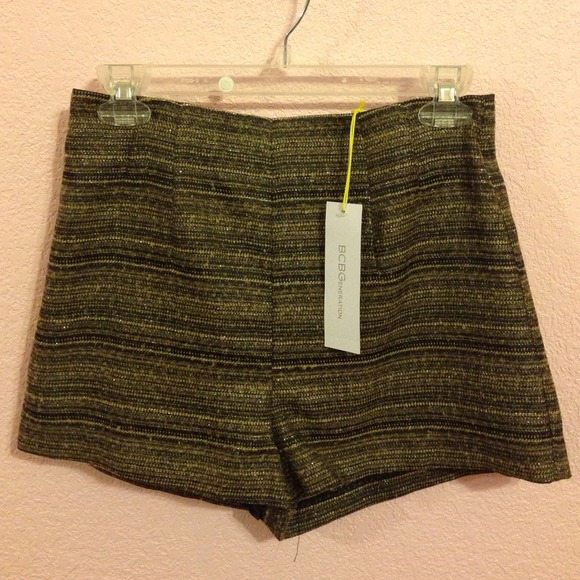 Gold and Black BCBGeneration Glitter Shorts